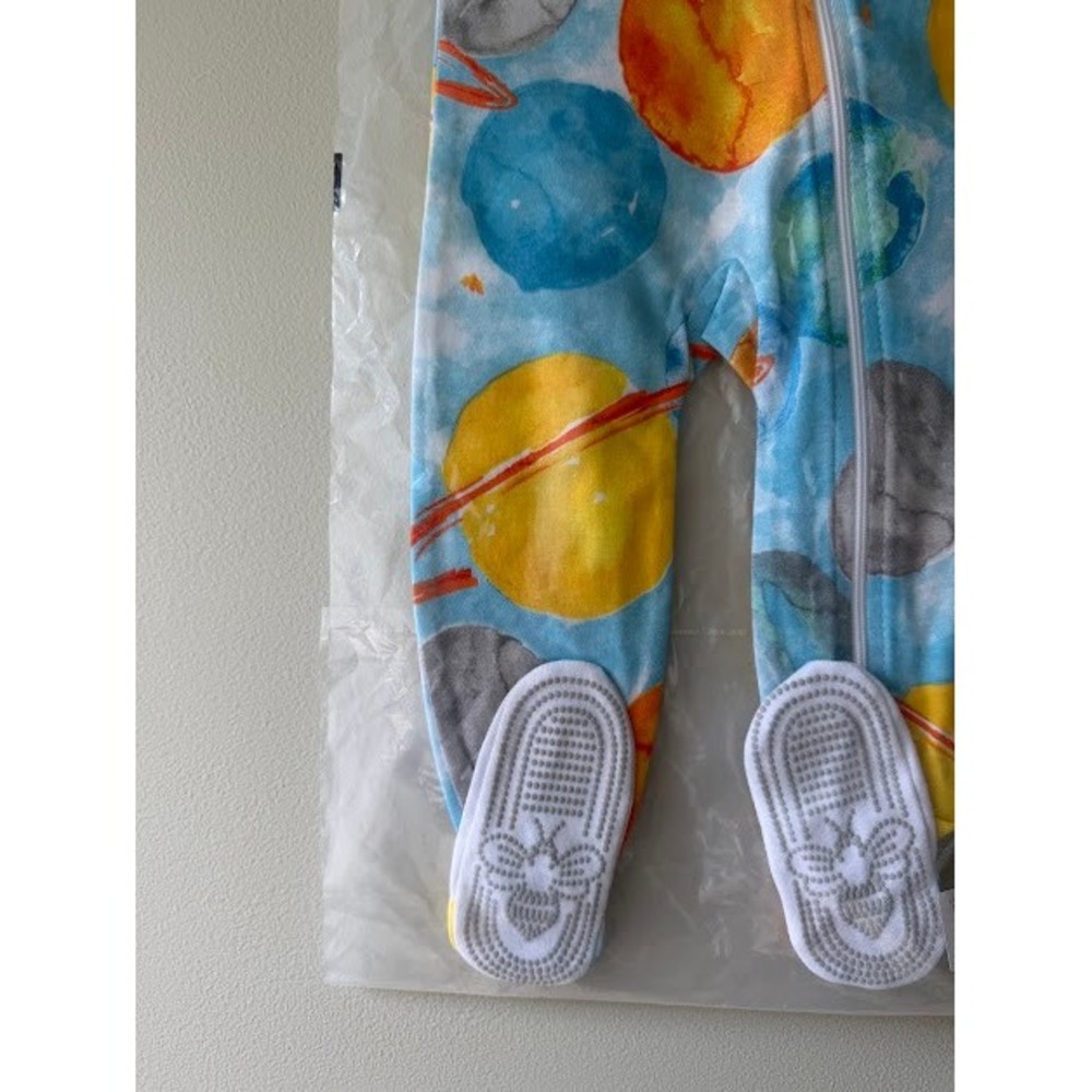 NWT Burts Bees Baby Pajamas 12M Blue Planet Print Sleeper Snug Fit Organic - Picture 8 of 9